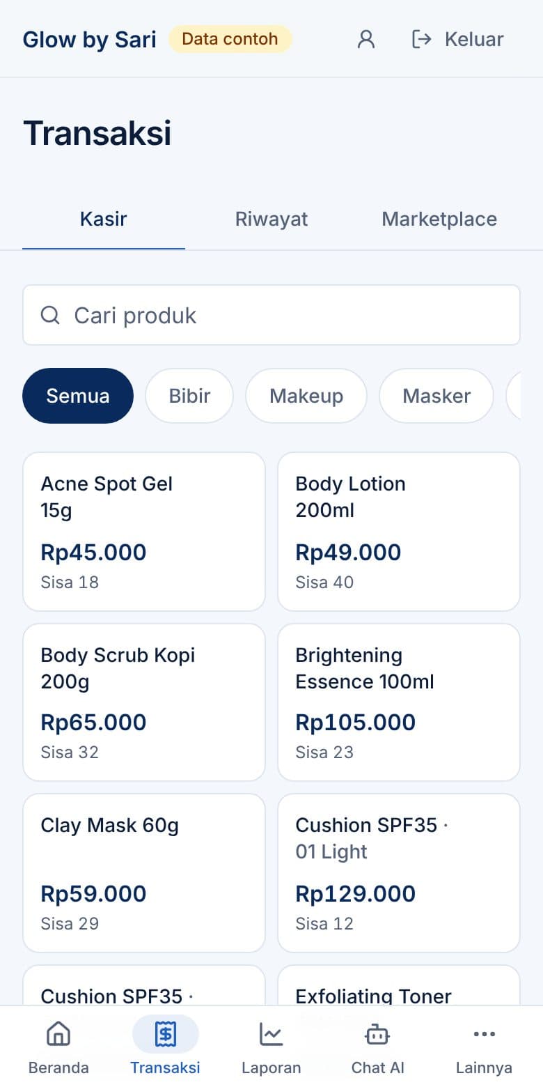 Layar Kasir di HP